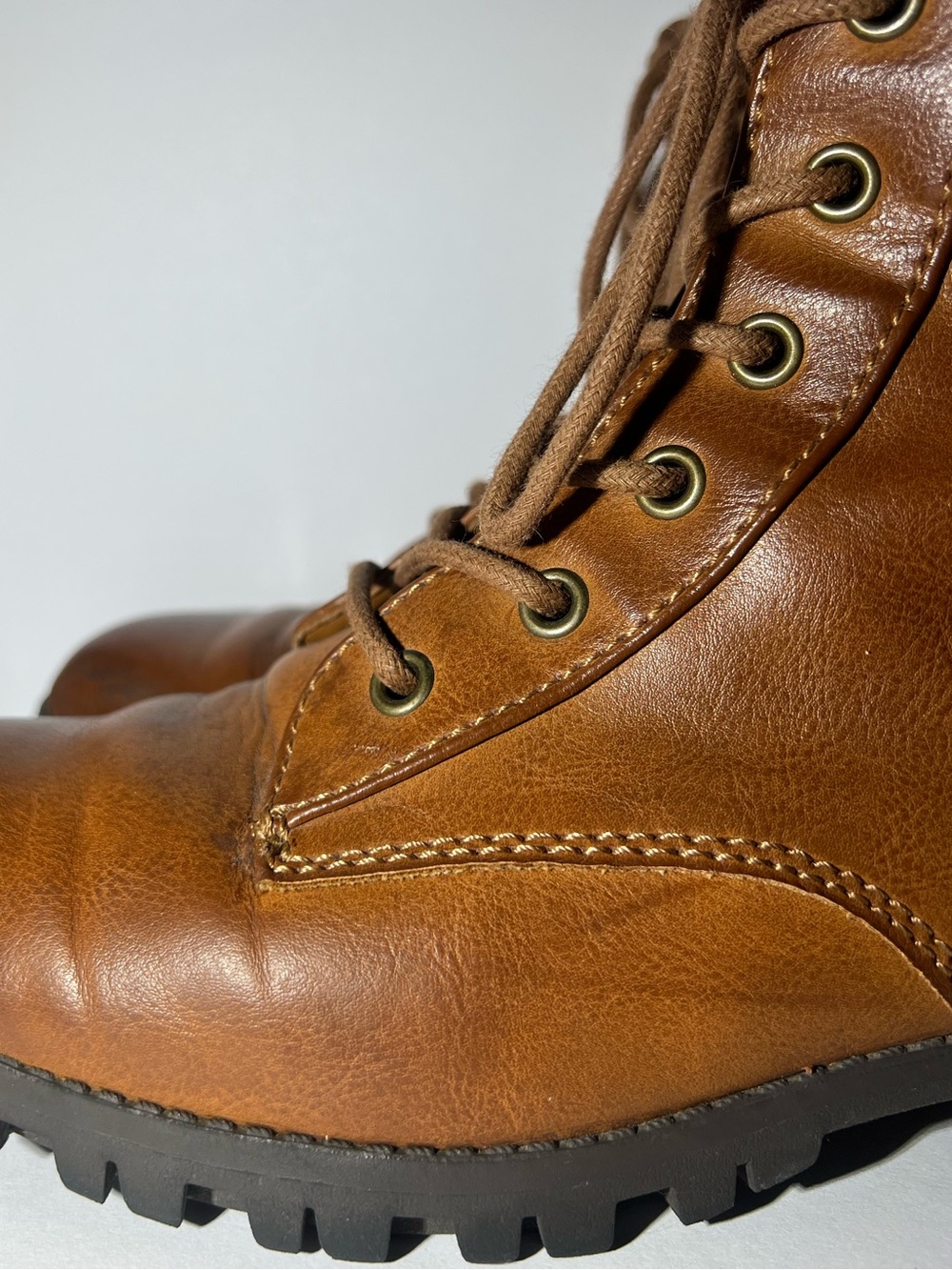 Faux Leather Lace-Up Combat Boots - (Women's Size 9 MED) - Picture 4 of 8